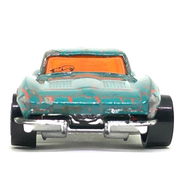 🦋 Hot Wheels Corvette Stingray split window 1979 teal blue orange crackle AS IS - Picture 4 of 16